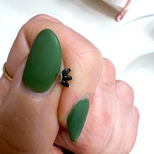 White gold triple marquise cut black onyx cluster threaded bvla earring